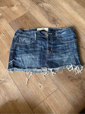Hollister Distressed Dark Blue Denim Mini Skirt